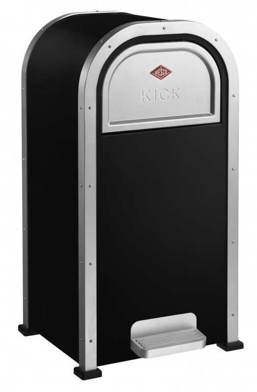 Afvalbak Wesco Wasteman Kick 50 ltr, zwart.