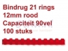 Bindrug GBC 12mm 21rings A4 rood 100stuks